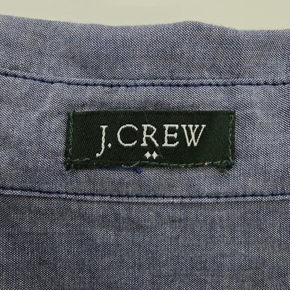 J. Crew Chambray Popover Tunic Shirt Women M Blue Long Sleeve Roll tab Button Up - Picture 11 of 12